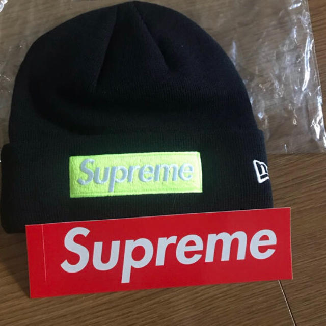 込)supreme box logo beanie black