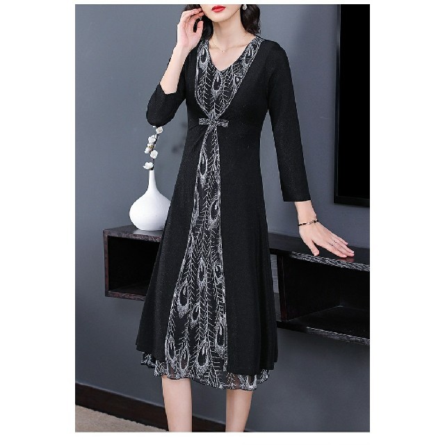 ドレス黒シルバーM新品ラメ上着一体化ワンピースストレッチ柔らか薄手ニットやや難有 レディースのフォーマル/ドレス(ロングドレス)の商品写真