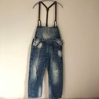 ベルシュカ(Bershka)の【BERSHKA DENIM】ベルシュカ デニム サロペット 革紐 M(サロペット/オーバーオール)