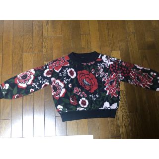 ジーユー(GU)の【美品】花柄　薔薇柄　バラ柄　ニット(ニット/セーター)