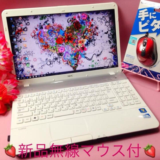 NEC(エヌイーシー)のめっちゃ可愛いお姫様ホワイト❤️ブルーレイ/オフィス/無線❤️Win10❤️美品 スマホ/家電/カメラのPC/タブレット(ノートPC)の商品写真