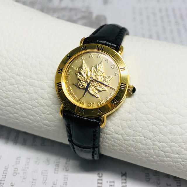 メープルリーフ金貨時計(エルジン:コインウォッチ:金時計) - 腕時計