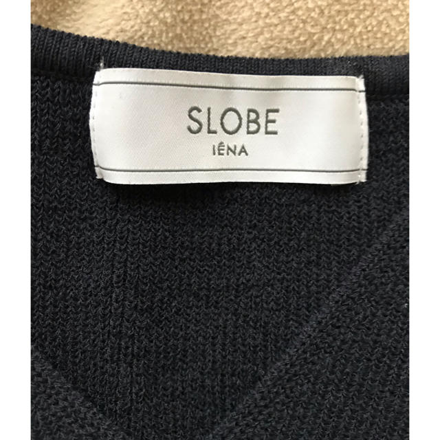 SLOBE IENA(スローブイエナ)の美品　SLOBE IENA リブハートネックプルオーバー ネイビー レディースのトップス(カットソー(長袖/七分))の商品写真