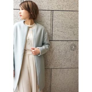 Loungedress ラウンジドレス ラムレザー ノーカラーコート-