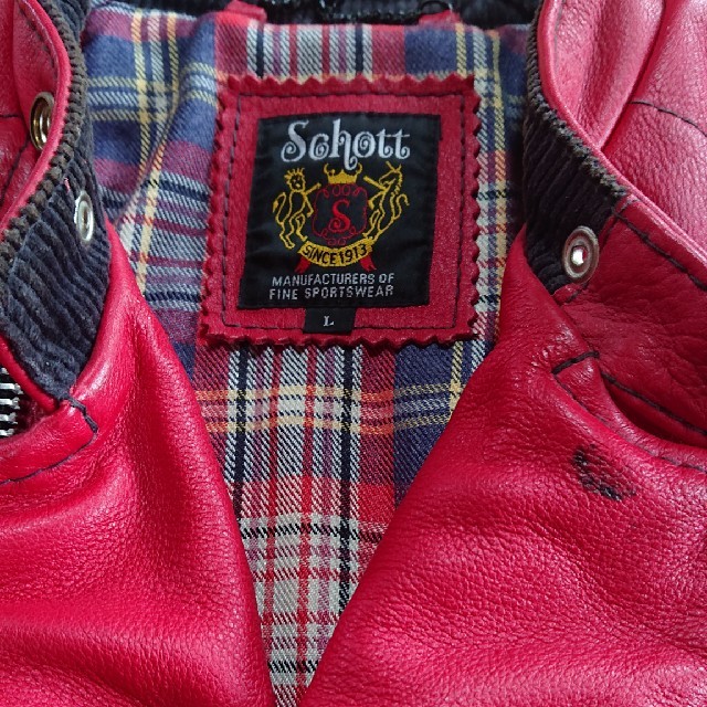 schott(ショット)のSCHOTT セミダブルレザーJKT  Ｌ 自動車/バイクのバイク(装備/装具)の商品写真