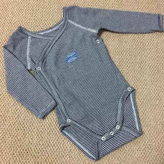 プチバトー(PETIT BATEAU)の(6m/67㎝)■プチバトー/PETITBATEAU■ボーダー前開きロンパース(肌着/下着)