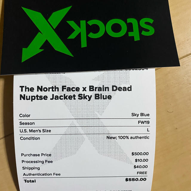 the north face brain dead nuptse lサイズ