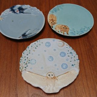 うつわやみたす ふくろう たぬき つばめ プレート
