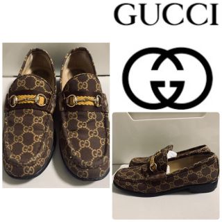 グッチ(Gucci)のグッチ　ダークブラウン　GG柄　ホースビットローファー(ローファー/革靴)