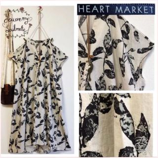 ハートマーケット(Heart Market)の新品 ハートマーケット ♡①③①③スキッパーボタニカル柄風綿麻リネンsm2好きに(ロングワンピース/マキシワンピース)