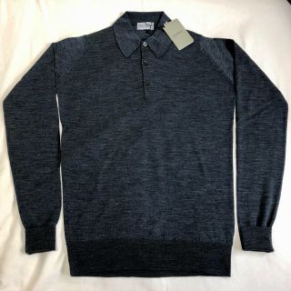 ジョンスメドレー(JOHN SMEDLEY)の未使用品 ジョンスメドレー 長袖 ニット ポロシャツ DORSET グレー XS(ニット/セーター)