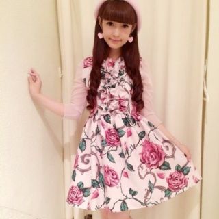 MILK ロージーローズ ワンピース♪ ローズとチェックのドレス ローズレッド