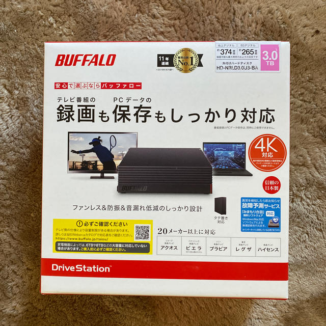 新品 バッファロー HD-NRLD3.0U3-BA 3TB 外付けハードディスク