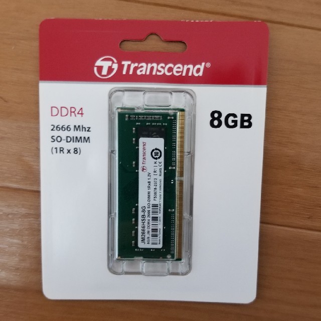 Transcend(トランセンド)の新品未使用！　トランセンド　ノートPC用　DDR4-2666  ８G　2枚セット スマホ/家電/カメラのPC/タブレット(PCパーツ)の商品写真