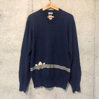 アディダス(adidas)の90s 良デザイン adidas トレフォイル ロゴ 三つ葉 ニット L(ニット/セーター)