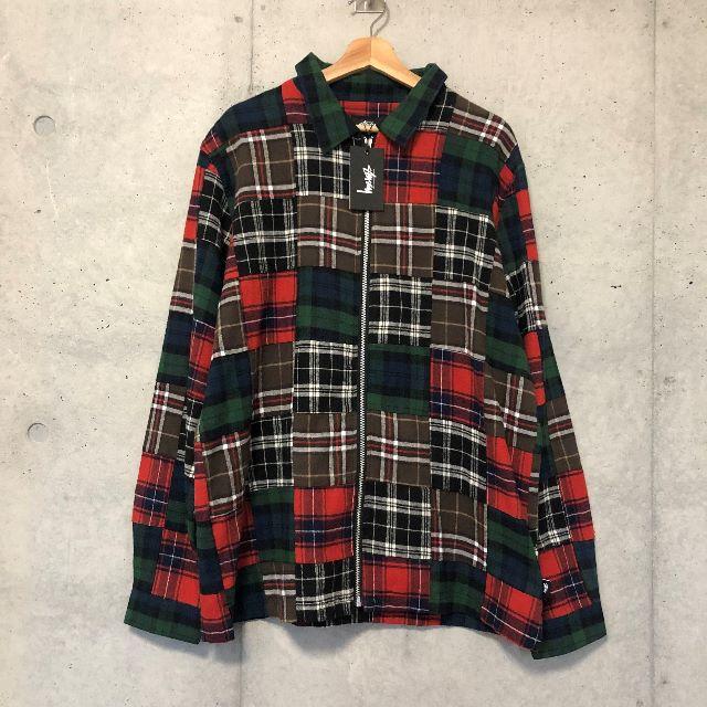 新品 STUSSY タータン チェック パッチワーク シャツ ジャケット L