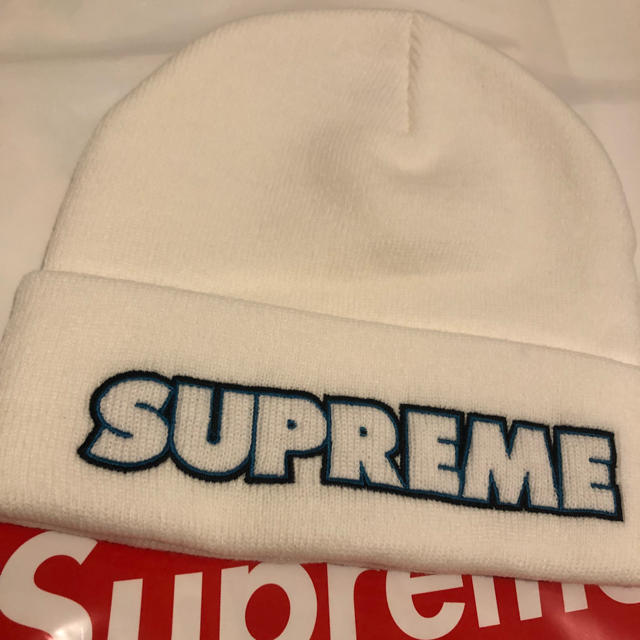 19AW Supreme Outline Beanie 白 - ニット帽/ビーニー