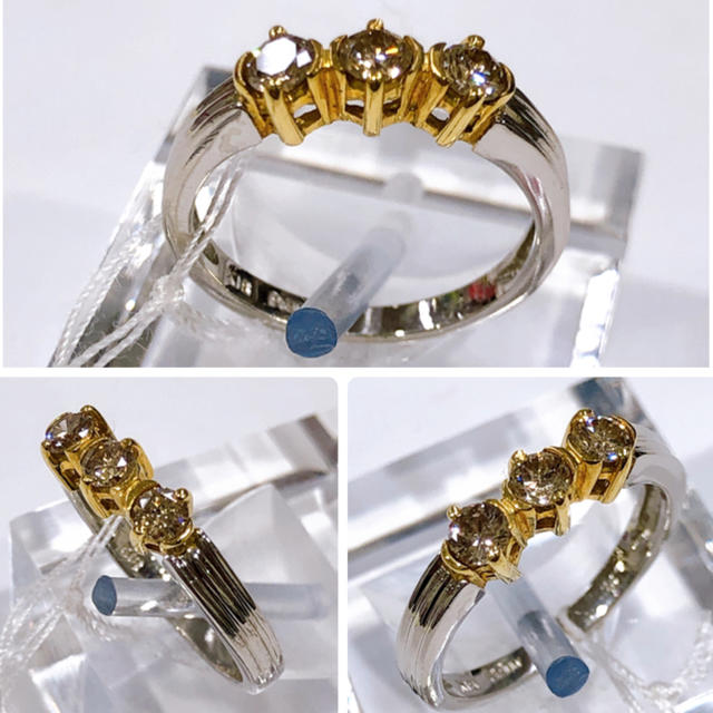 GUMI様専用♡PT900 K18 ブラウンダイヤモンド コンビリング レディースのアクセサリー(リング(指輪))の商品写真