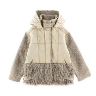 アリシアスタン(ALEXIA STAM)のBoa Fleece Hooded Flight Jacket Greige(ムートンコート)