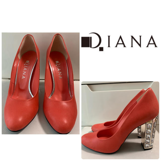 DIANA(ダイアナ)のけいぽん様専用ページです♡ダイアナ　ピンクレッドレザー  ビジューヒール　パンプ レディースの靴/シューズ(ハイヒール/パンプス)の商品写真