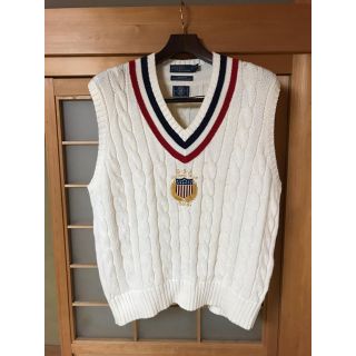 ポロラルフローレン(POLO RALPH LAUREN)のRalph Lauren Vネック ニットベスト 白 XL(ニット/セーター)