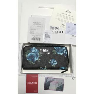 コーチ(COACH)の【大幅値引き中】COACH 長財布 シグネチャー ブルー 花柄(財布)