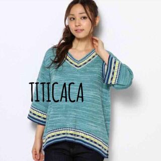 チチカカ(titicaca)のメランジキリムプルオーバー ブルー(カットソー(長袖/七分))