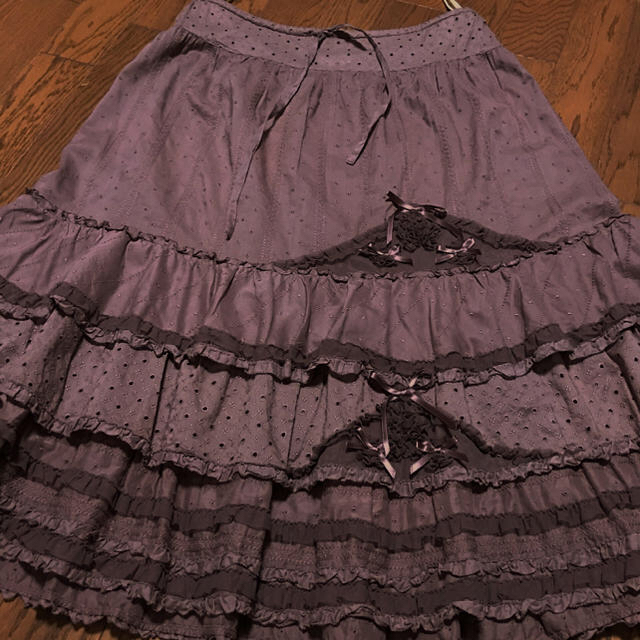 PINK HOUSE(ピンクハウス)の　専用出品　コットンレースミディ丈スカート　サテンリボン　ブラウス レディースのスカート(ロングスカート)の商品写真