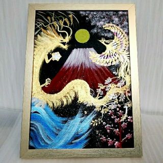 人気商品超目玉 目玉商品 風水開運最強吉祥画*龍神鳳凰~四季 松竹梅桜