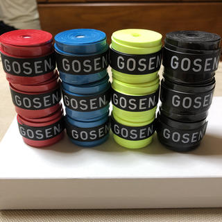 ゴーセン(GOSEN)のGOSENグリップテープ 赤青フラッシュイエロー黒 3個ずつ 計12個(テニス)