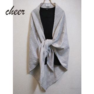 ネストローブ(nest Robe)の新品 cheer チアー札幌 浅草✨チェック柄 三角ストール ウールリネン素材(ストール/パシュミナ)