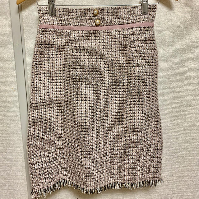 トッコ パールボタンツイードスカート ピンク