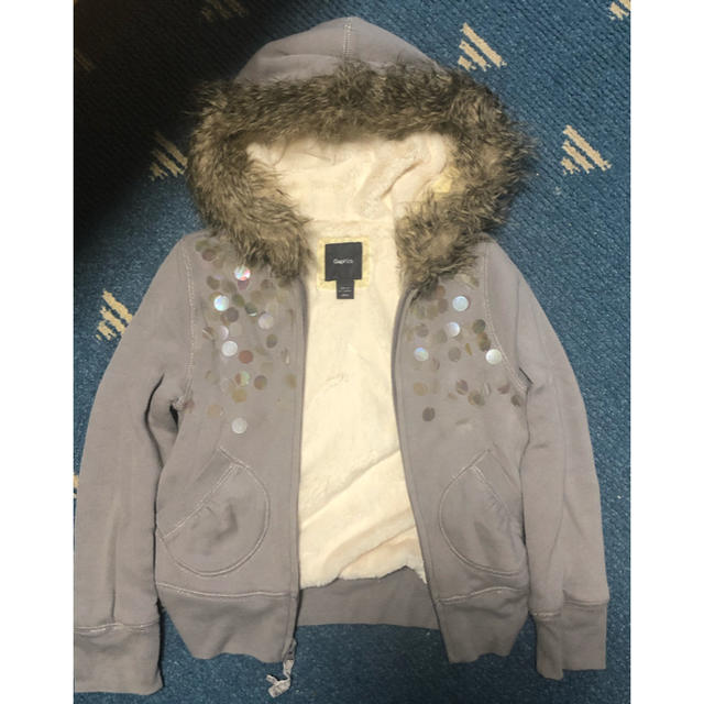 GAP Kids(ギャップキッズ)の裏もふキラキラパーカー キッズ/ベビー/マタニティのキッズ服女の子用(90cm~)(ジャケット/上着)の商品写真