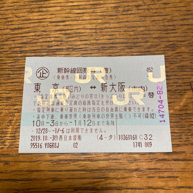 【セール 登場から人気沸騰】 新幹線チケット　東京-新大阪　指定席 鉄道乗車券