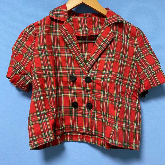 WEGO(ウィゴー)のチェック　ショート半袖シャツ レディースのトップス(シャツ/ブラウス(半袖/袖なし))の商品写真