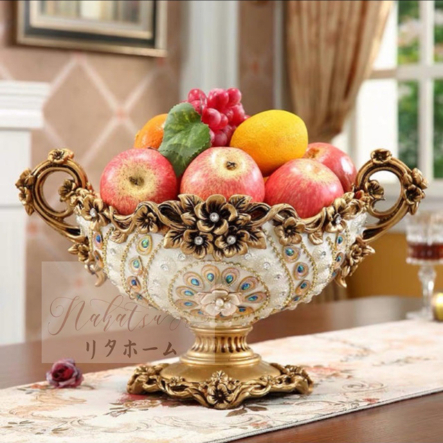 高級果物皿　盛り皿 お菓子皿、フルーツプレート、花柄豪華～果物カゴ お菓子鉢