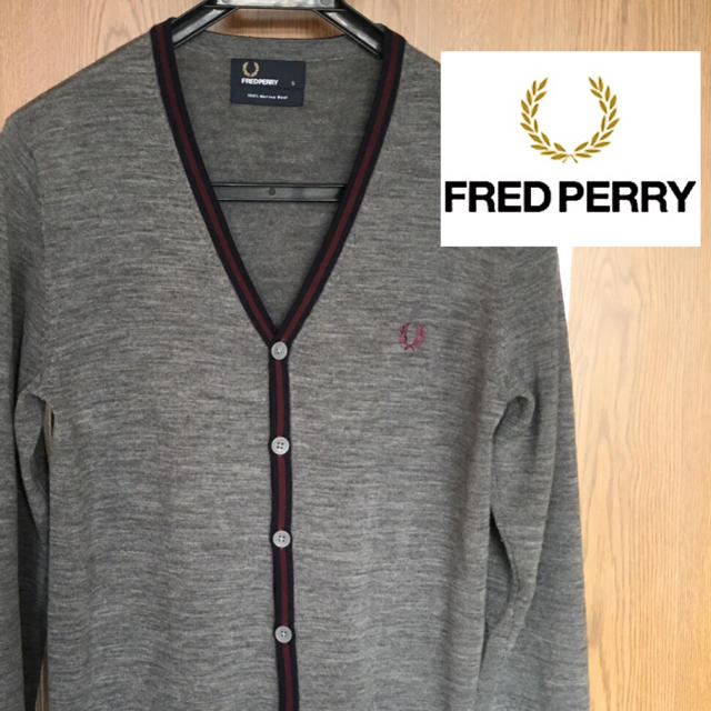 FRED PERRY(フレッドペリー)の【フレッドペリー】ウールニットカーディガン　グレー メンズのトップス(カーディガン)の商品写真