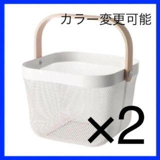 イケア(IKEA)のIKEA  RISATORP リーサトルプ バスケット ホワイト ２つ(バスケット/かご)