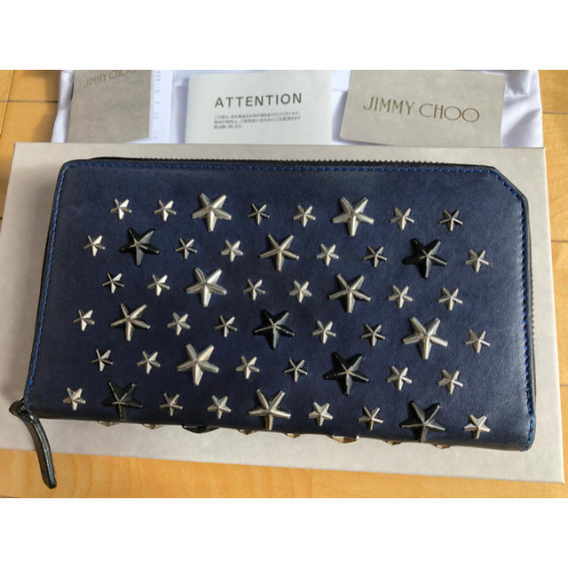 JIMMY CHOO 長財布 青　スタッズ 星 ジミーチュウ長財布