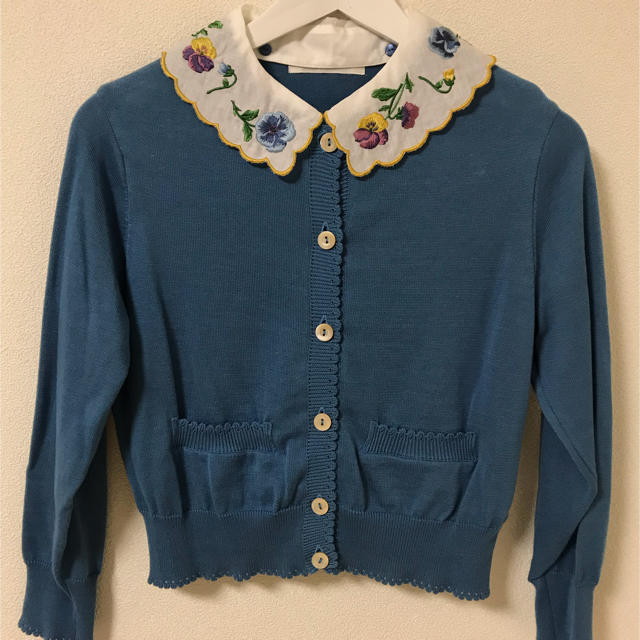 Jane Marple(ジェーンマープル)ビオラ刺繍襟カーディガン