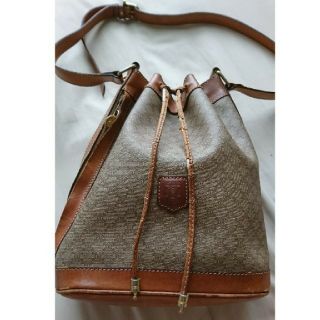 セリーヌ(celine)のオールドセリーヌ CELINE マカダム柄 バケツ型ショルダー/巾着紐に難有り(ショルダーバッグ)