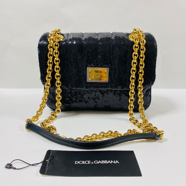 Dolce&Gabbana スパンコール 斜めがけ ショルダー バッグ ブラック