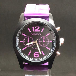 セール ファッション ユニセックス シリコン アナログ クォーツ腕時計 パープル(腕時計(アナログ))