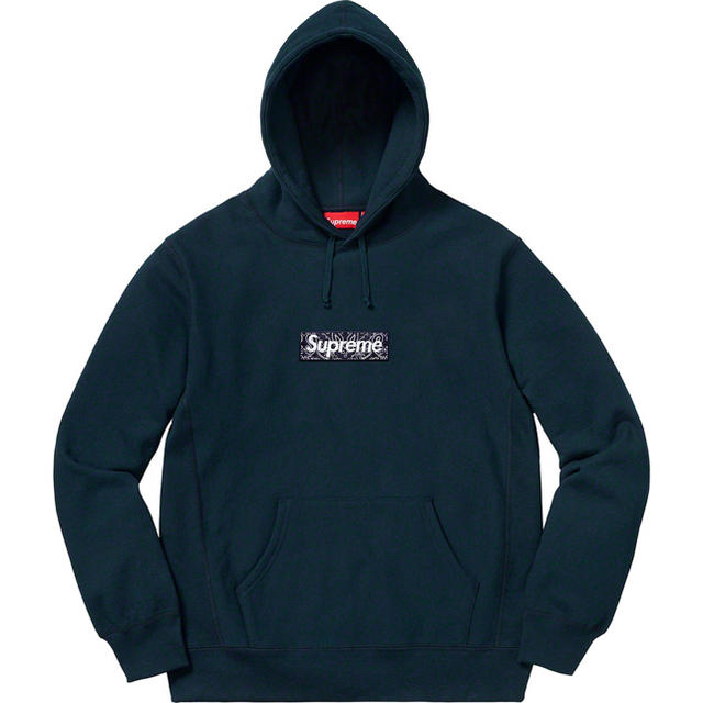 国内正規品 Supreme バンダナ ボックスロゴ フーディ ネイビー 紺