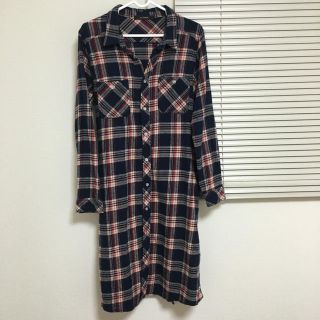 ダブルクローゼット(w closet)のチェック ロングシャツワンピ(ひざ丈ワンピース)