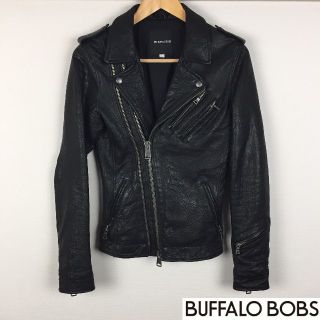 バッファローボブス(BUFFALO BOBS)の美品 バッファローボブズ ライダースジャケット 羊革 ブラック サイズ1(ライダースジャケット)