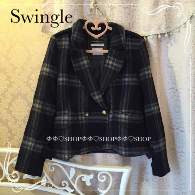 Swingle(スウィングル)のチェックテーラージャケットコート レディースのジャケット/アウター(テーラードジャケット)の商品写真