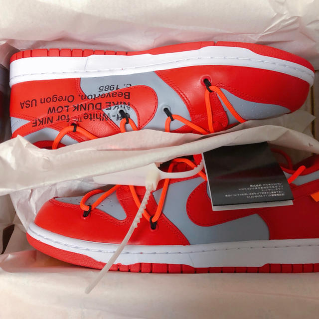 OFF-WHITE(オフホワイト)の26.5cm NIKE×off-white ダンクLow Dunk Red 赤 メンズの靴/シューズ(スニーカー)の商品写真