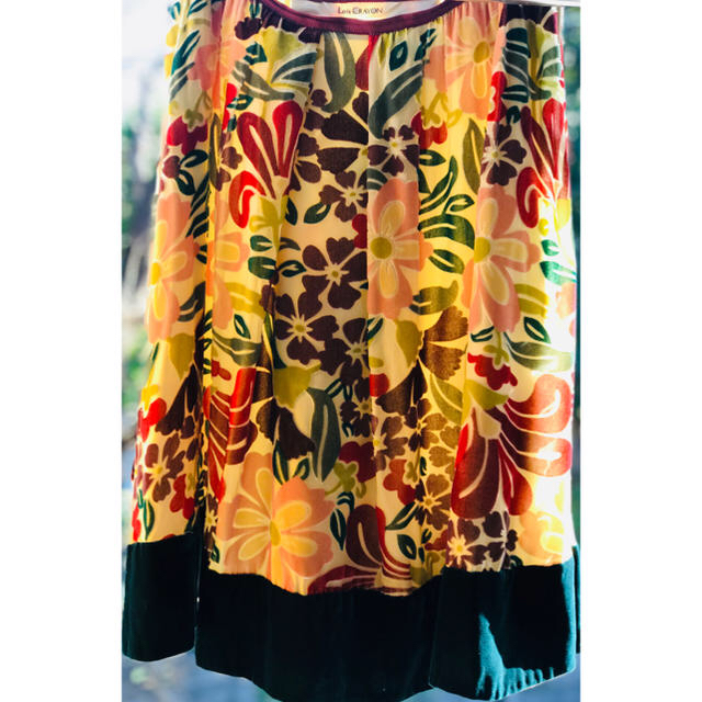 Lois CRAYON(ロイスクレヨン)の美品　ロイスクレヨン ベルベット凹凸地模様 スカート   38 40 M~L レディースのスカート(ひざ丈スカート)の商品写真