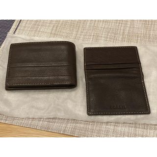 フォッシル(FOSSIL)のFOSSIL 財布　ウォレット　二つ折り　牛皮　ブラウン(折り財布)